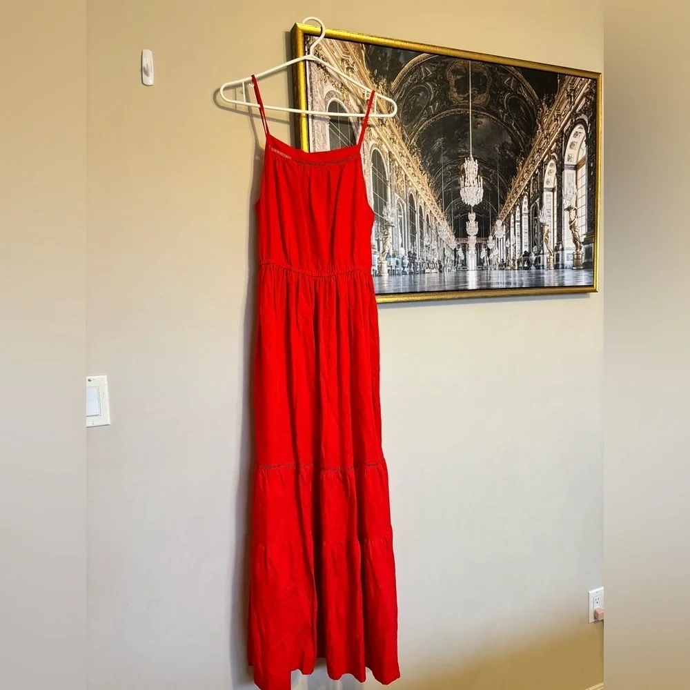 Heimish strappy tiered Broderick red maxi dress size S - Picture 2 of 5
